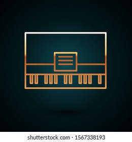 Gold line Piano icon isolated on dark blue background. Musical instrument.  Vector Illustration