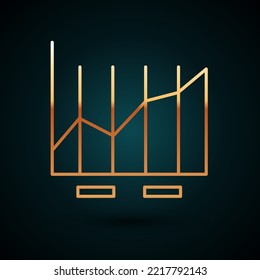 Gold line Pie chart infographic icon isolated on dark blue background. Diagram chart sign.  Vector Illustration