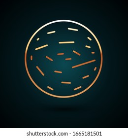 Gold line Planet Mars icon isolated on dark blue background.  Vector Illustration