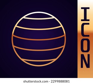 Gold line Planet Venus icon isolated on black background.  Vector