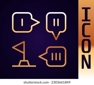 Gold line Planning strategy concept icon isolated on black background. Formation and tactic.  Vector