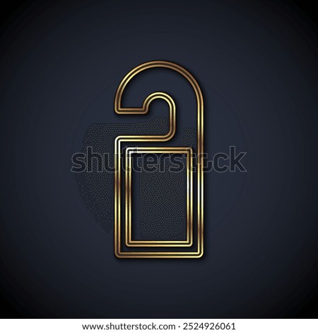 Gold line Please do not disturb icon isolated on black background. Hotel Door Hanger Tags.  Vector