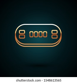 Gold line Poker table icon isolated on dark blue background.  Vector Illustration