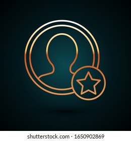 Gold Line Premium erstellt Account-Bildschirm Symbol einzeln auf dunkelblauem Hintergrund. Vektorillustration-Illustration