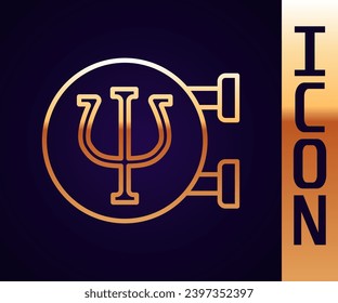 Gold line Psychology icon isolated on black background. Psi symbol. Mental health concept, psychoanalysis analysis and psychotherapy.  Vector