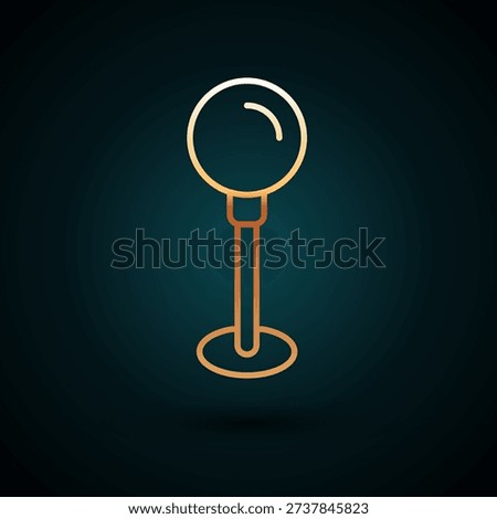 Gold line Push pin icon isolated on dark blue background. Thumbtacks sign.  Vector