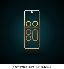 Gold line Remote control icon isolated on dark blue background.  Vector Illustration