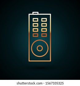 Gold line Remote control icon isolated on dark blue background.  Vector Illustration