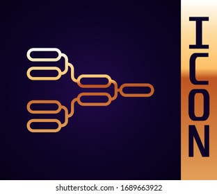 Gold line Results and standing tables scoreboard championship tournament bracket icon isolated on black background.  Vector Illustration