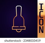 Gold line Ringing bell icon isolated on black background. Alarm symbol, service bell, handbell sign, notification symbol.  Vector