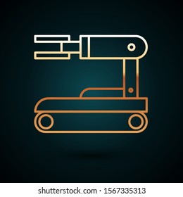 Gold line Robot icon isolated on dark blue background.  Vector Illustration