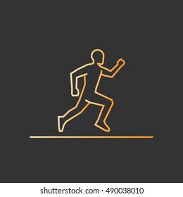 Gold line running icon. Vector silhouette of runners.