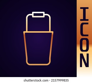 Gold line Sauna bucket icon isolated on black background.  Vector
