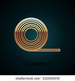 Gold line Scotch icon isolated on dark blue background. Roll of adhesive tape for work and repair. Sticky packing tape. Office tool and stuff.  Vector Illustration