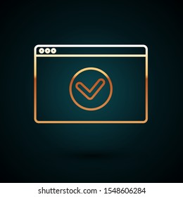 Gold line Secure your site with HTTPS, SSL icon isolated on dark blue background. Internet communication protocol.  Vector Illustration