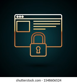 Gold line Secure your site with HTTPS, SSL icon isolated on dark blue background. Internet communication protocol.  Vector Illustration