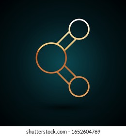 Gold line Share icon isolated on dark blue background. Sharing, communication pictogram, social media, connection, network, distribute sign.  Vector Illustration