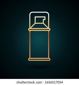 Gold line Shaving gel foam icon isolated on dark blue background. Shaving cream.  Vector Illustration