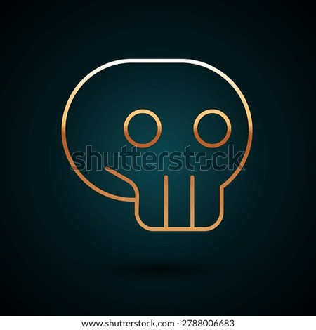 Gold line Skull icon isolated on dark blue background.  Vector