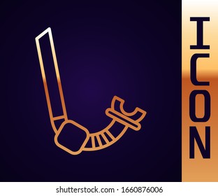 Gold line Snorkel icon isolated on black background. Diving underwater equipment.  Vector Illustration