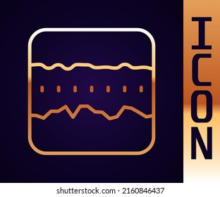 Gold line Soil ground layers icon isolated on black background.  Vector