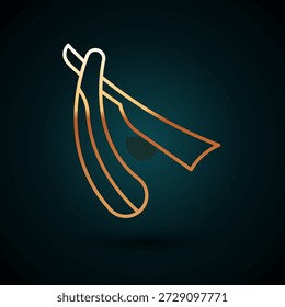 Línea de oro Icono de maquinilla de afeitar recta aislado sobre fondo azul oscuro. Símbolo de la barbería.  Vector