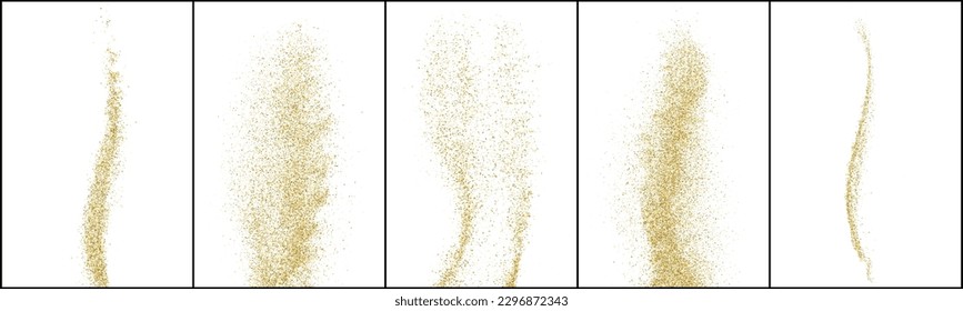 Gold line stroke brush wave curve abstract vector illustration set collection golden design element graphic isolated white background paint ink texture