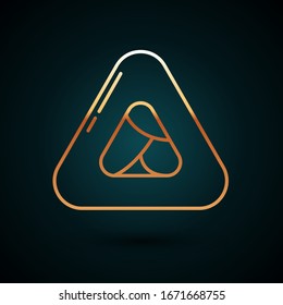 Gold line Sushi icon isolated on dark blue background. Traditional Japanese food.  Vector Illustration