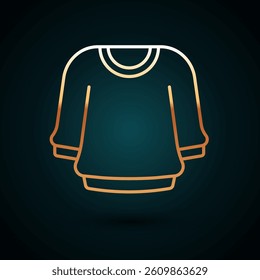 Gold line Sweater icon isolated on dark blue background. Pullover icon. Sweatshirt sign.  Vector