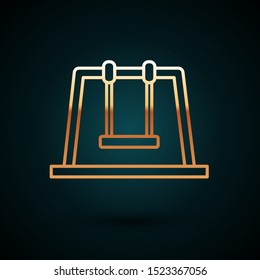 Gold line Swing icon isolated on dark blue background. Playground symbol.  Vector Illustration