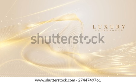 Gold line swirl with glowing effects and glitter light effects, Luxury style modern background. vector illustration.