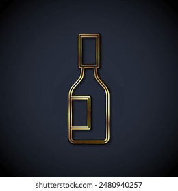 Gold line Tabasco sauce icon isolated on black background. Chili cayenne spicy pepper sauce.  Vector