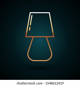 Gold line Table lamp icon isolated on dark blue background.  Vector Illustration