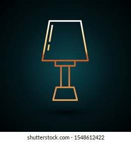 Gold line Table lamp icon isolated on dark blue background.  Vector Illustration