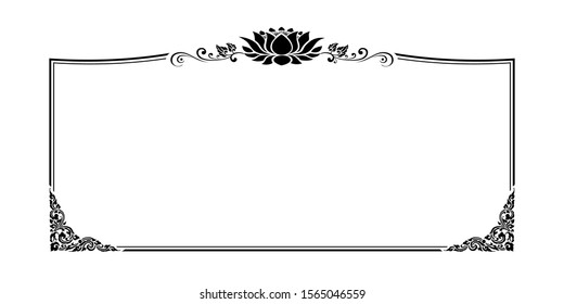 Gold Line Thai border and frame template with corner, Thailand line floral, Vector design decoration pattern Thai art style, frame border design.