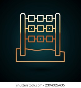 Gold line Tic tac toe game icon isolated on dark blue background.  Vector