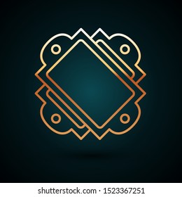 Gold line Ticket icon isolated on dark blue background. Amusement park.  Vector Illustration