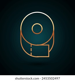 Gold line Toilet paper roll icon isolated on dark blue background.  Vector Illustration