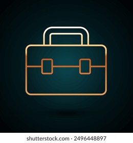 Gold line Toolbox icon isolated on dark blue background. Tool box sign.  Vector