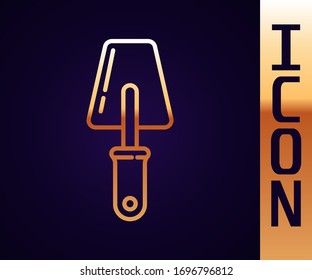 Gold line Trowel icon isolated on black background.  Vector Illustration