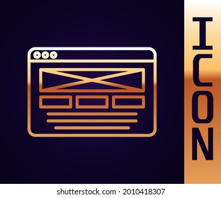 Gold line UI or UX design icon isolated on black background.  Vector
