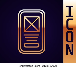 Das UI- oder UX-Design-Symbol der Goldlinie einzeln auf schwarzem Hintergrund.  Vektorgrafik