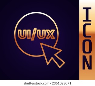 Gold line UI or UX design icon isolated on black background.  Vector