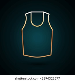 Gold line Undershirt icon isolated on dark blue background.  Vector