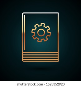 Gold line User manual icon isolated on dark blue background. User guide book. Instruction sign. Read before use.  Vector Illustration