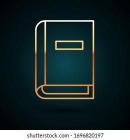 Gold line User manual icon isolated on dark blue background. User guide book. Instruction sign. Read before use.  Vector Illustration