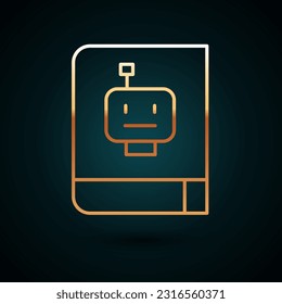 Gold line User manual icon isolated on dark blue background. User guide book. Instruction sign. Read before use.  Vector