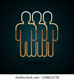 Gold line Users group icon isolated on dark blue background. Group of people icon. Business avatar symbol - users profile icon.  Vector Illustration
