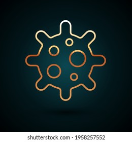 Gold line Virus icon isolated on dark blue background. Corona virus 2019-nCoV. Bacteria and germs, cell cancer, microbe, fungi.  Vector