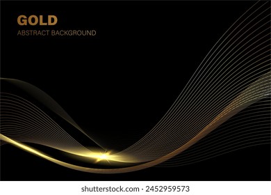 Gold Line Wave abstrakter Hintergrund. Zusätzliche Design-Elemente